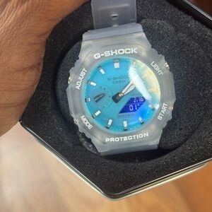 G-Shock Translucent Frosted Case with Aqua Blue Dial